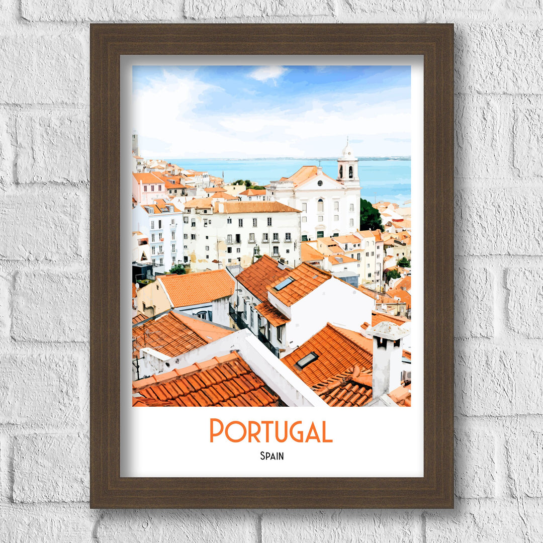 Portugal Spain Print, Portugal Travel Poster, Portugal Art, Portugal Wall Art, Travel Poster Print, Vintage Travel Print, Spanish Art Print