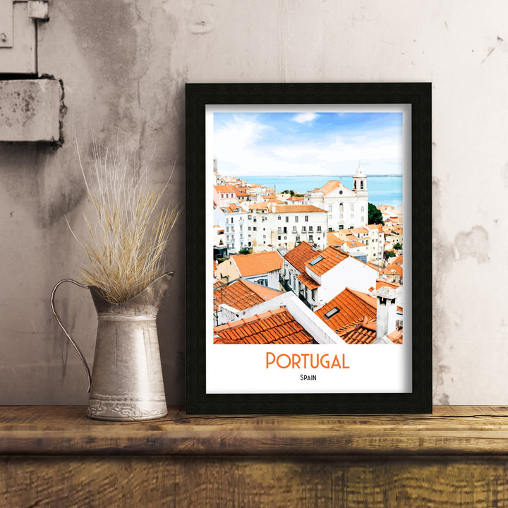 Portugal Spain Print, Portugal Travel Poster, Portugal Art, Portugal Wall Art, Travel Poster Print, Vintage Travel Print, Spanish Art Print