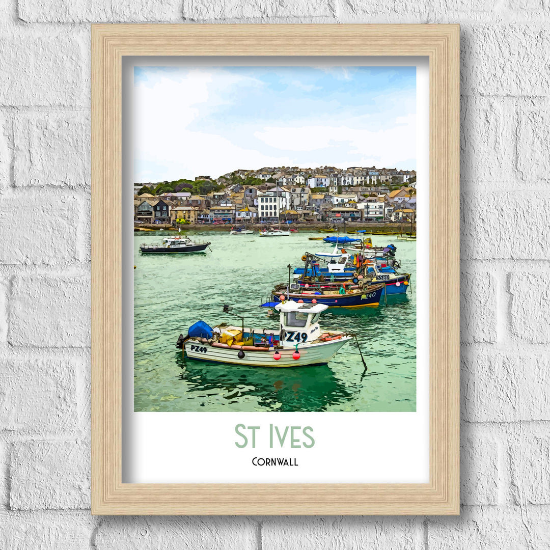 St Ives Art Print, St Ives Travel Poster, St Ives Cornwall Art, St Ives Wall Art, Travel Poster Print, Vintage Travel Print, St Ives