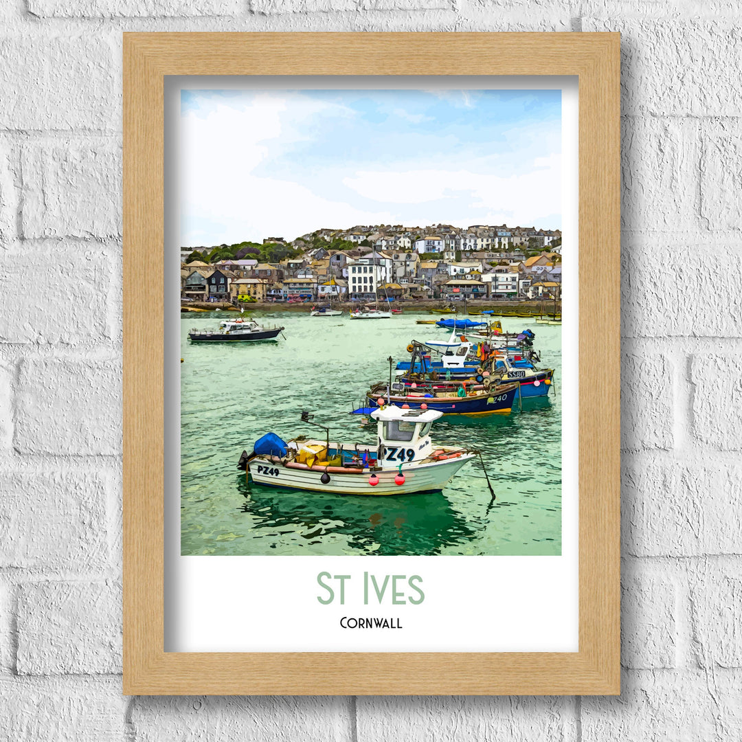 St Ives Art Print, St Ives Travel Poster, St Ives Cornwall Art, St Ives Wall Art, Travel Poster Print, Vintage Travel Print, St Ives