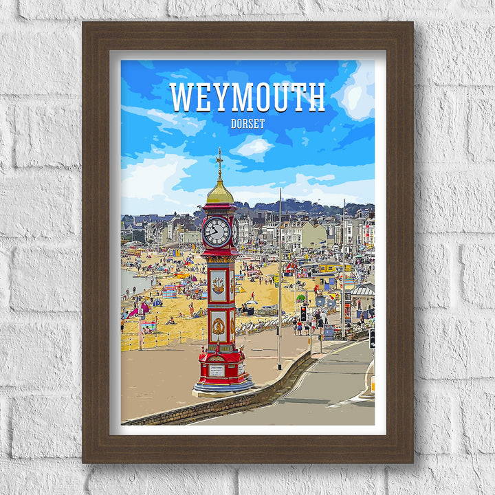 Weymouth Travel Poster, Dorset Seaside Print, Retro Wall Art, Railway Print, Harbour, Jurassic Coast, Chesil Beach, Lulworth Cove