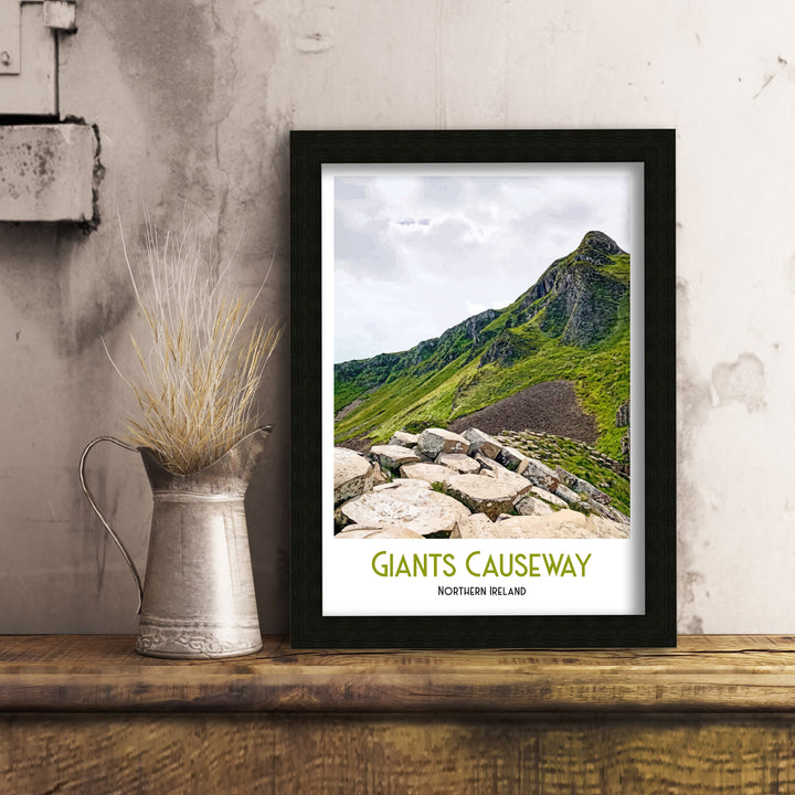 Giant's Causeway Poster, County Antrim, Northern Ireland, Retro Travel Print, Irish Wall Art, Causeway Coast, Belfast, Travel Poster