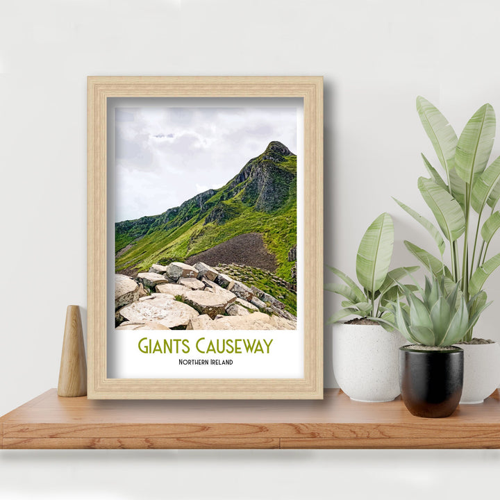 Giant's Causeway Poster, County Antrim, Northern Ireland, Retro Travel Print, Irish Wall Art, Causeway Coast, Belfast, Travel Poster