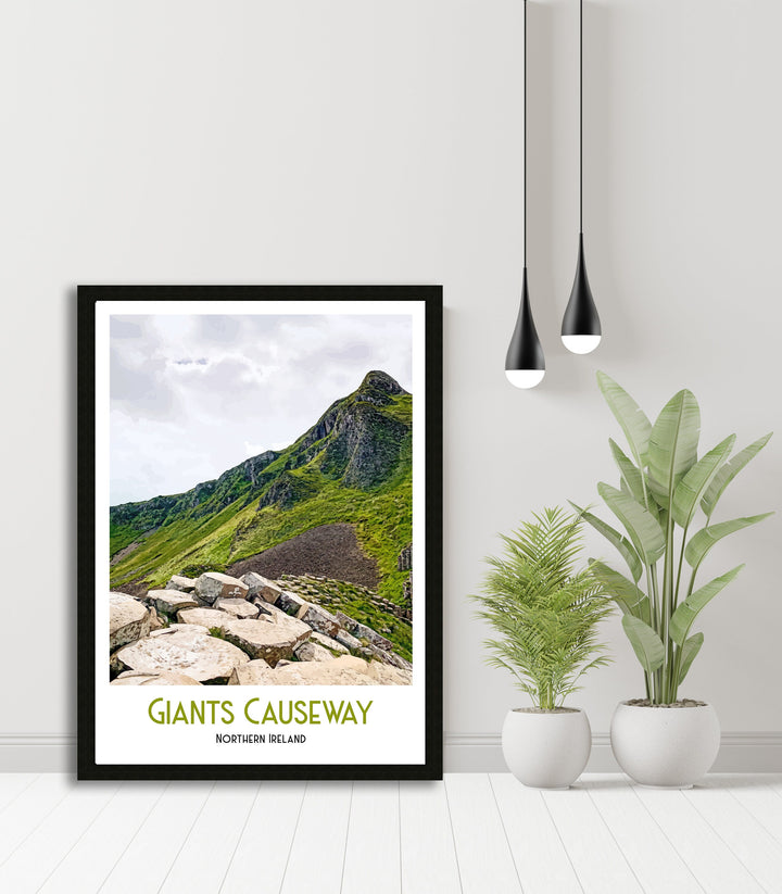 Giant's Causeway Poster, County Antrim, Northern Ireland, Retro Travel Print, Irish Wall Art, Causeway Coast, Belfast, Travel Poster