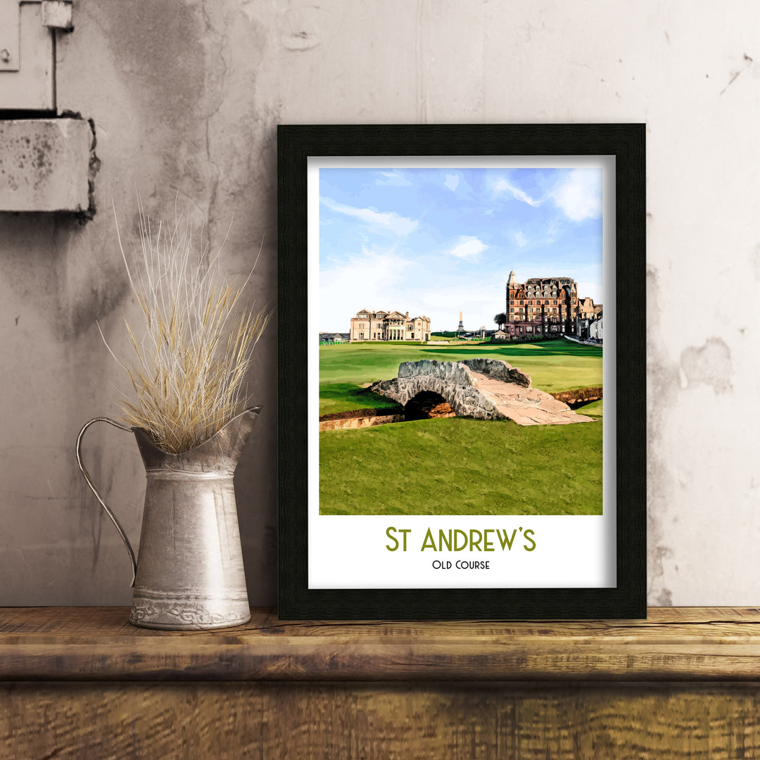 St Andrews Golf Print Art Print, Bath Retro Art Print, Travel Poster, Retro Poster, Gift For Golfer, Retro Golf Print