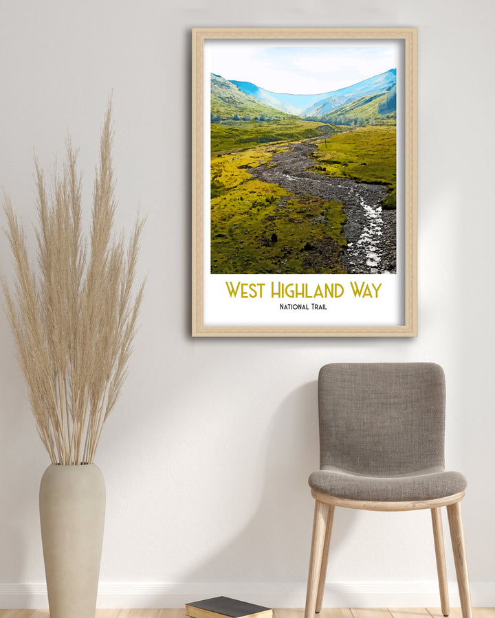 West Highland Way Hiking Poster, Retro Travel Print, National Park Poster, Glencoe, Scottish Highlands, Gift for Hikers, Scotland Print