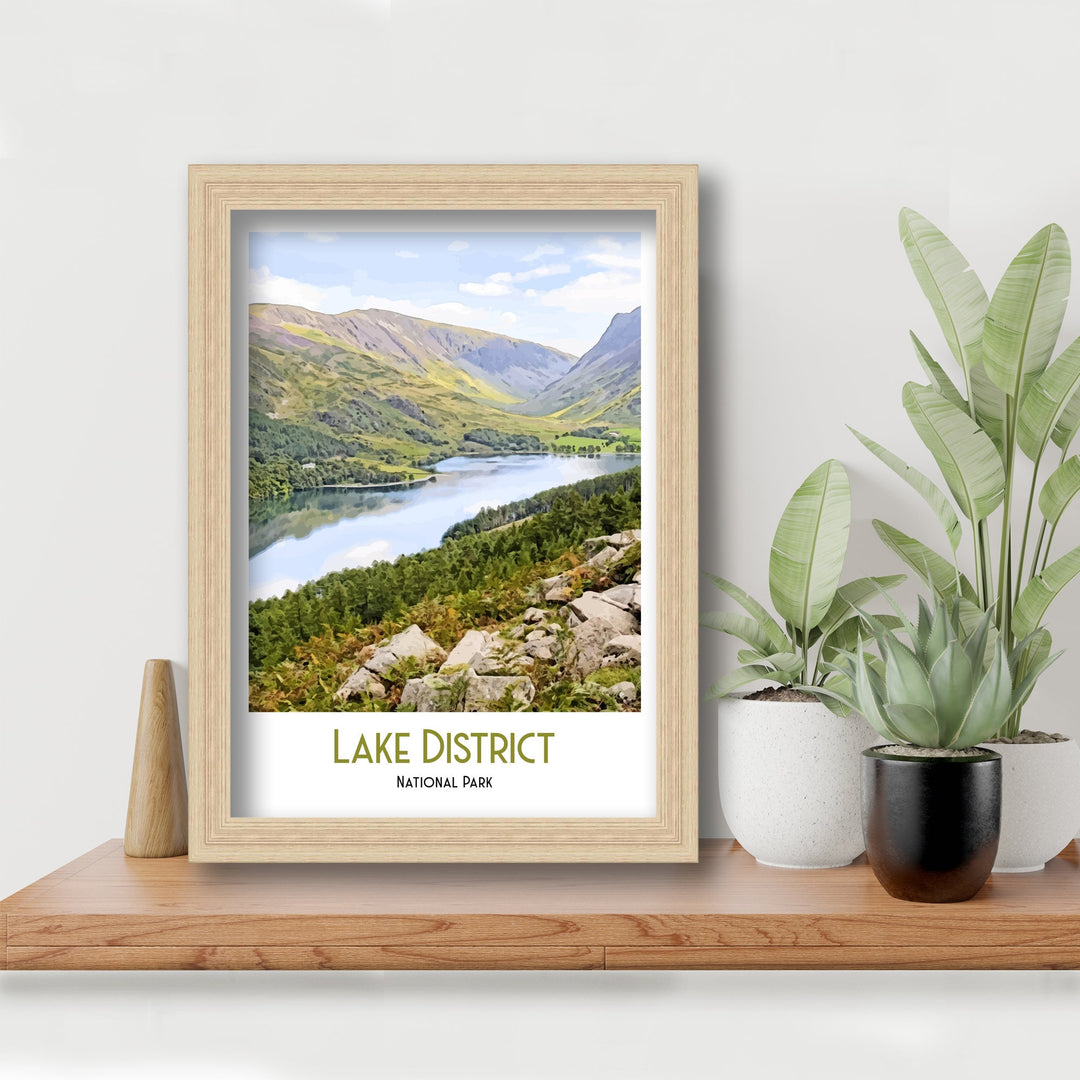 Lake District Retro Travel Print, Cumbria Art, Lake District Poster, National Park Art, Mountain Print, Climbing Gift