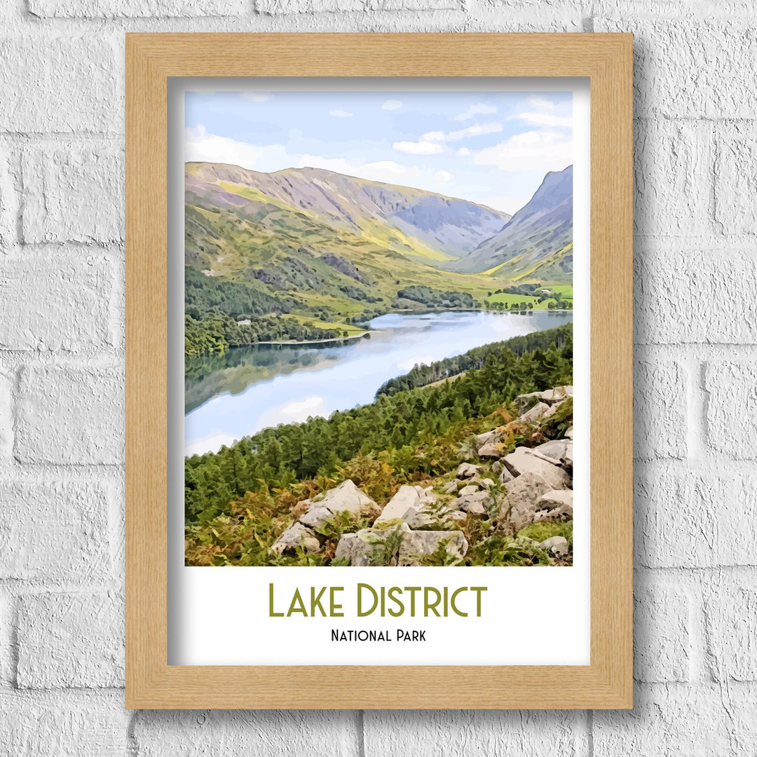 Lake District Retro Travel Print, Cumbria Art, Lake District Poster, National Park Art, Mountain Print, Climbing Gift