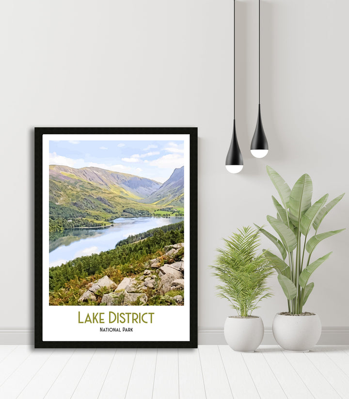 Lake District Retro Travel Print, Cumbria Art, Lake District Poster, National Park Art, Mountain Print, Climbing Gift