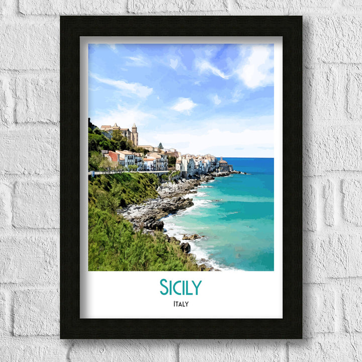 Sicily Print, Sicily Travel Poster, Sicily Art, Sicily Wall Art, Travel Poster Print, Vintage Travel Print, Sicily, Italian Art Print