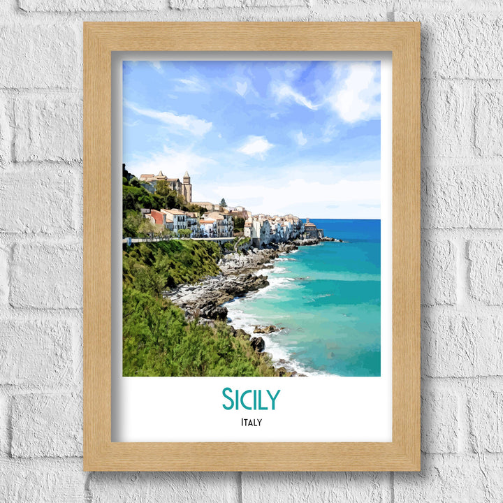 Sicily Print, Sicily Travel Poster, Sicily Art, Sicily Wall Art, Travel Poster Print, Vintage Travel Print, Sicily, Italian Art Print