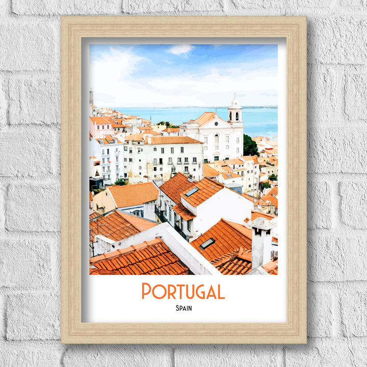 Portugal Spain Print, Portugal Travel Poster, Portugal Art, Portugal Wall Art, Travel Poster Print, Vintage Travel Print, Spanish Art Print