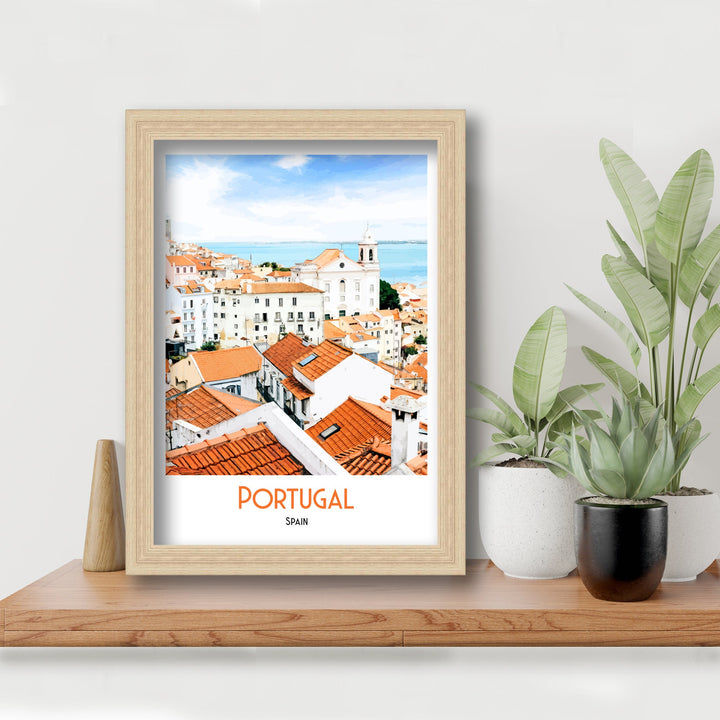 Portugal Spain Print, Portugal Travel Poster, Portugal Art, Portugal Wall Art, Travel Poster Print, Vintage Travel Print, Spanish Art Print