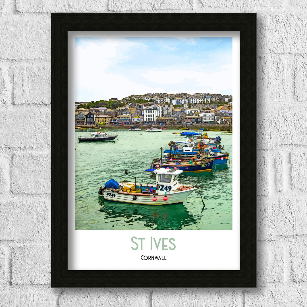St Ives Art Print, St Ives Travel Poster, St Ives Cornwall Art, St Ives Wall Art, Travel Poster Print, Vintage Travel Print, St Ives