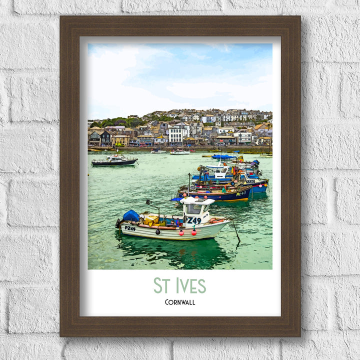 St Ives Art Print, St Ives Travel Poster, St Ives Cornwall Art, St Ives Wall Art, Travel Poster Print, Vintage Travel Print, St Ives