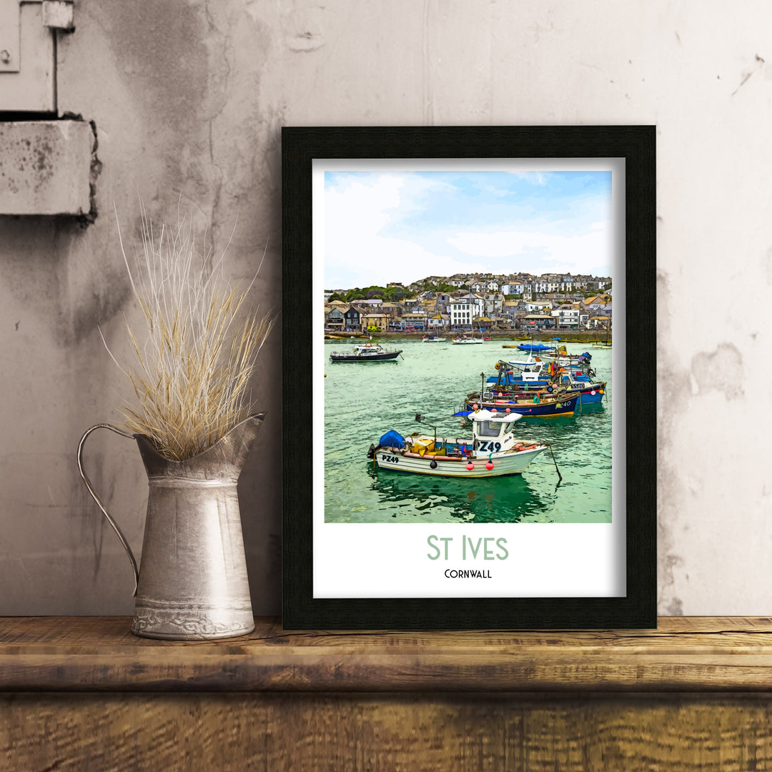 St Ives Art Print, St Ives Travel Poster, St Ives Cornwall Art, St Ives Wall Art, Travel Poster Print, Vintage Travel Print, St Ives