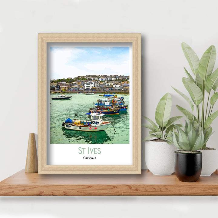 St Ives Art Print, St Ives Travel Poster, St Ives Cornwall Art, St Ives Wall Art, Travel Poster Print, Vintage Travel Print, St Ives