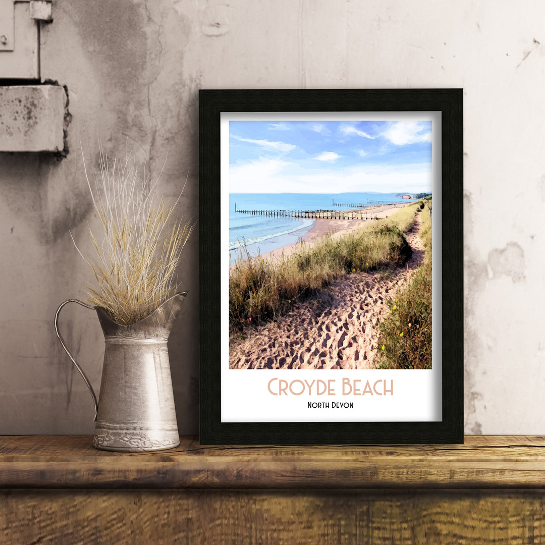 Croyde Art Print, Croyde Travel Poster, Croyde North Devon Art, Croyde Wall Art, Travel Poster Print, Vintage Travel Print, Devon