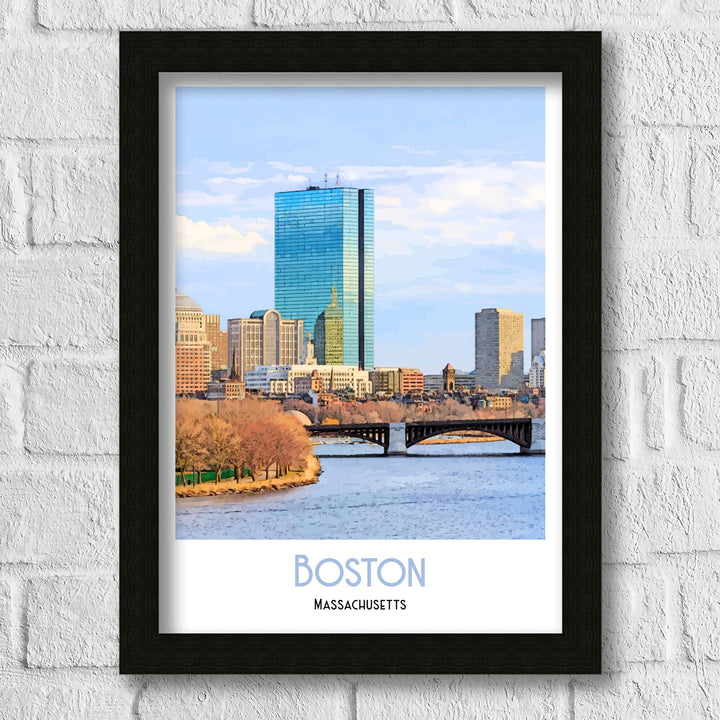 Boston Skyline Massachusetts Pencil Sketch, Art Print, Wall Art, Poster, digital print, cityscape, print, watercolour,