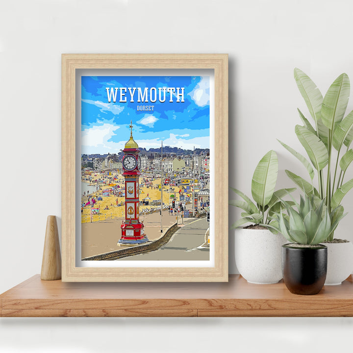 Weymouth Travel Poster, Dorset Seaside Print, Retro Wall Art, Railway Print, Harbour, Jurassic Coast, Chesil Beach, Lulworth Cove