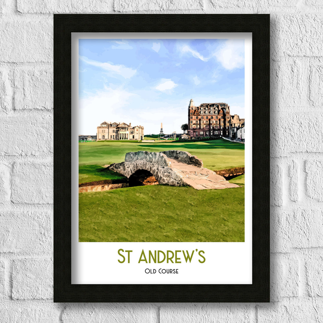 St Andrews Golf Print Art Print, Bath Retro Art Print, Travel Poster, Retro Poster, Gift For Golfer, Retro Golf Print
