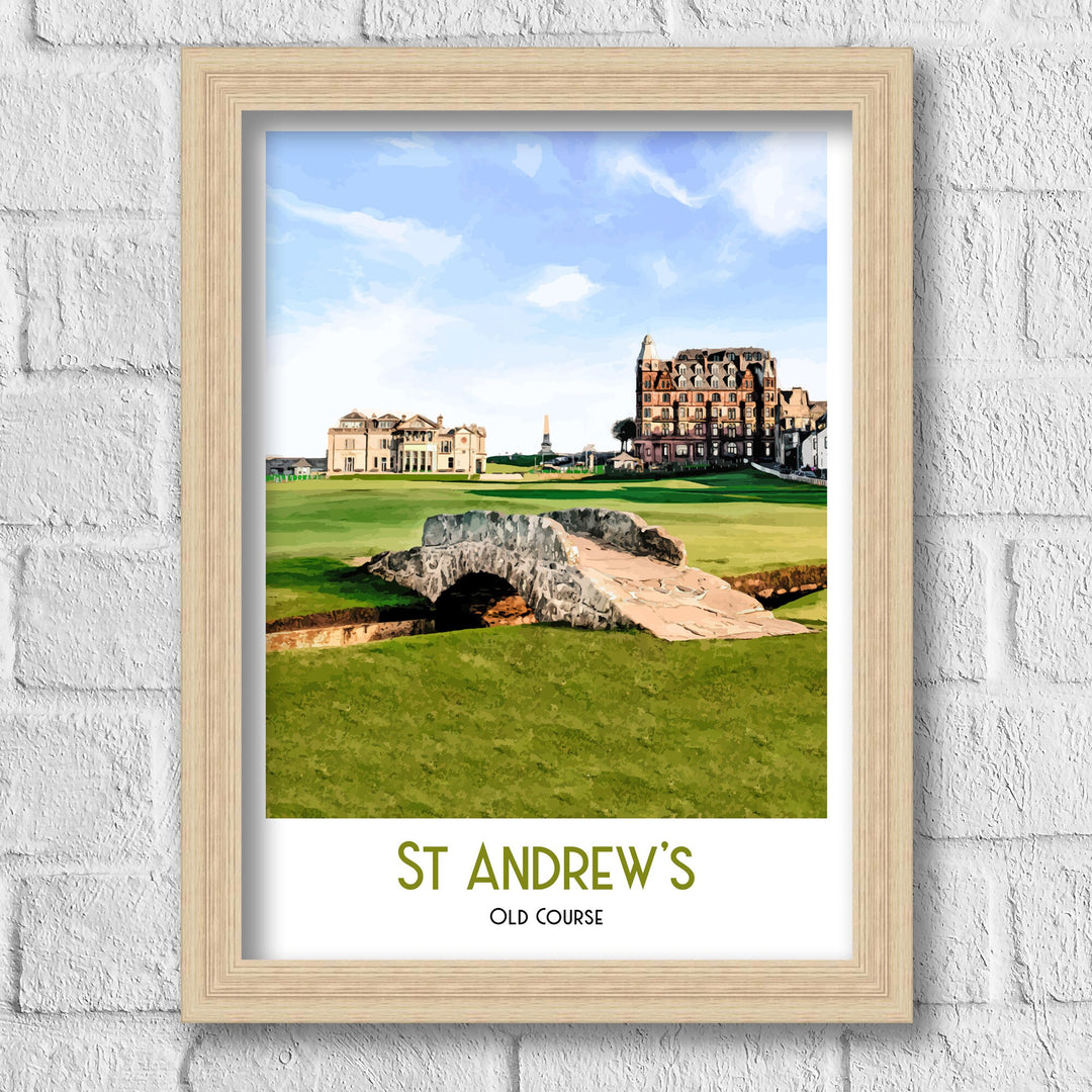 St Andrews Golf Print Art Print, Bath Retro Art Print, Travel Poster, Retro Poster, Gift For Golfer, Retro Golf Print