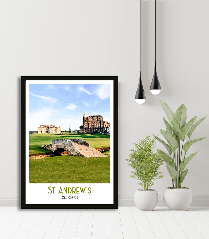 St Andrews Golf Print Art Print, Bath Retro Art Print, Travel Poster, Retro Poster, Gift For Golfer, Retro Golf Print