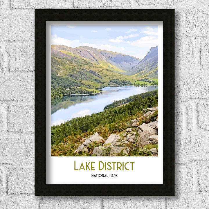 Lake District Retro Travel Print, Cumbria Art, Lake District Poster, National Park Art, Mountain Print, Climbing Gift