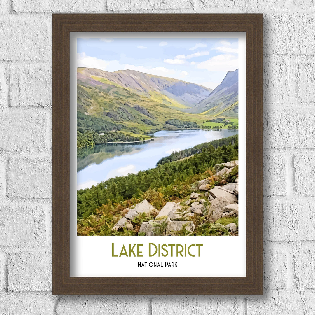 Lake District Retro Travel Print, Cumbria Art, Lake District Poster, National Park Art, Mountain Print, Climbing Gift