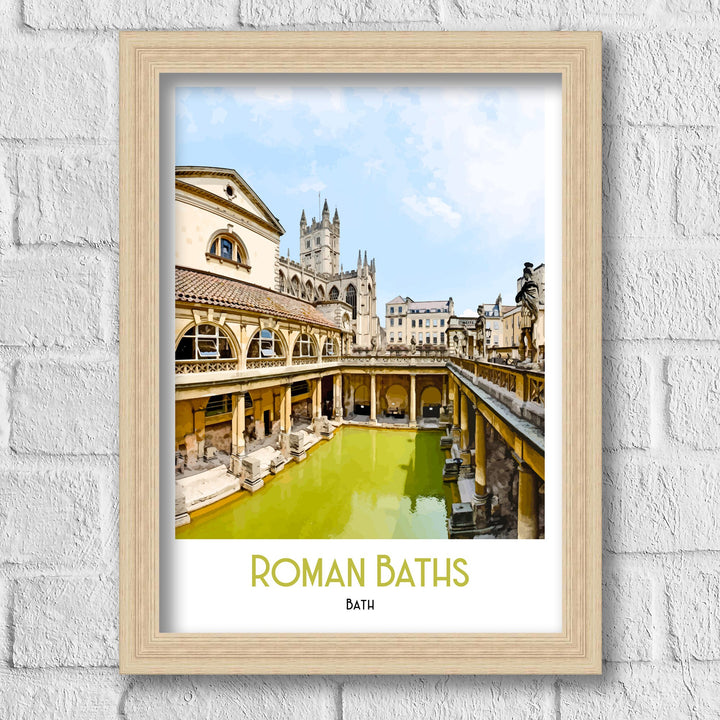 Roman Baths Art Print, Bath Retro Art Print, Travel Poster, Retro Poster