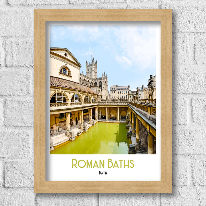 Roman Baths Art Print, Bath Retro Art Print, Travel Poster, Retro Poster