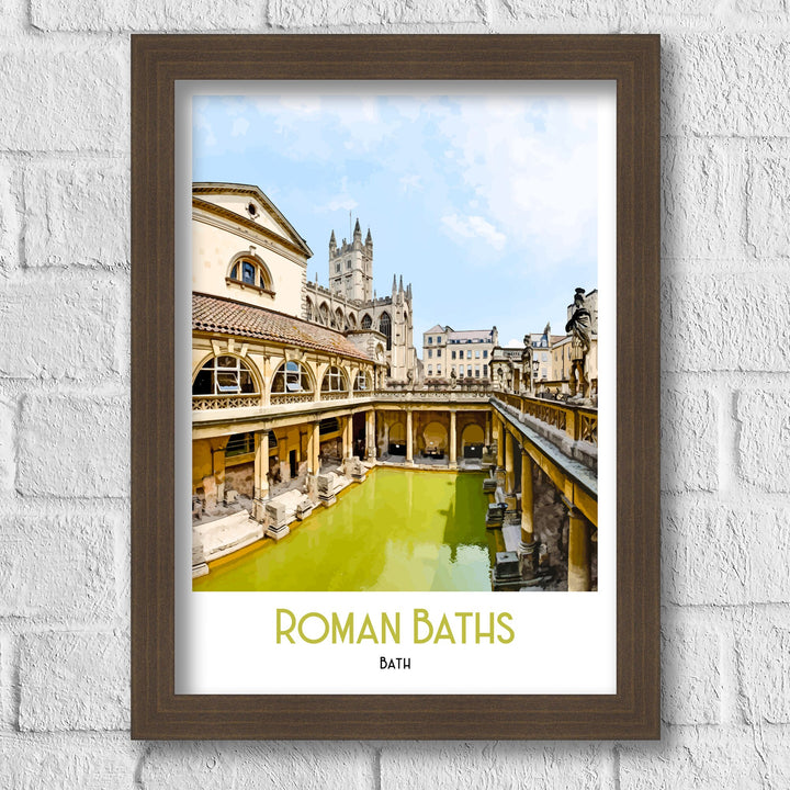 Roman Baths Art Print, Bath Retro Art Print, Travel Poster, Retro Poster