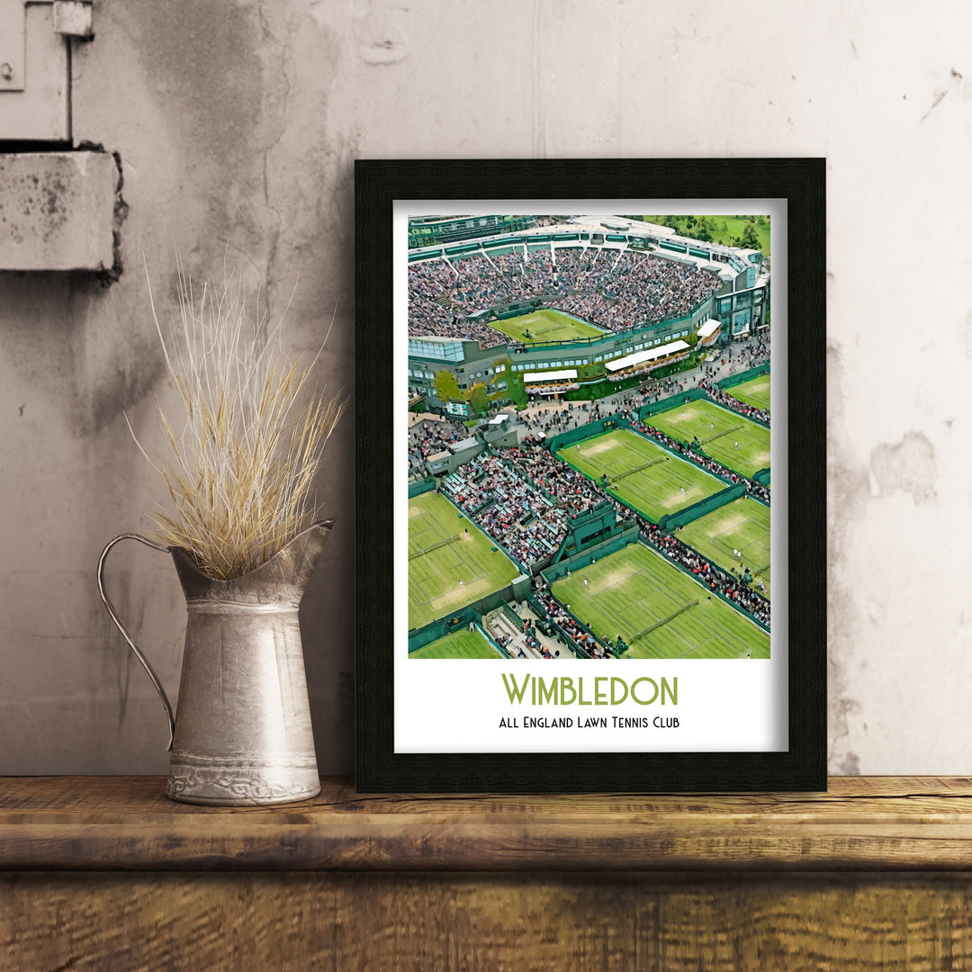 Wimbledon Tennis Poster Art Print, Illustration, digital print, cityscape, print, watercolour, landscape, Retro Print, Travel Print