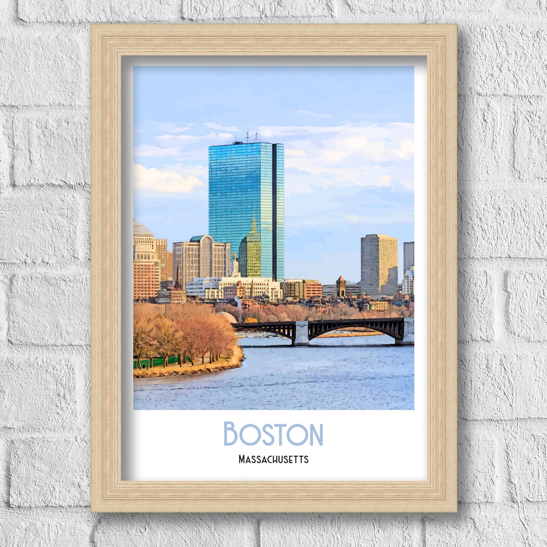 Boston Skyline Massachusetts Pencil Sketch, Art Print, Wall Art, Poster, digital print, cityscape, print, watercolour,