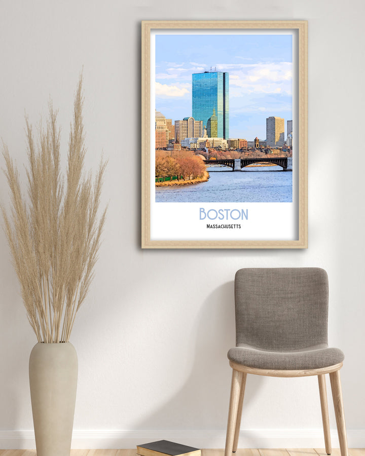 Boston Skyline Massachusetts Pencil Sketch, Art Print, Wall Art, Poster, digital print, cityscape, print, watercolour,