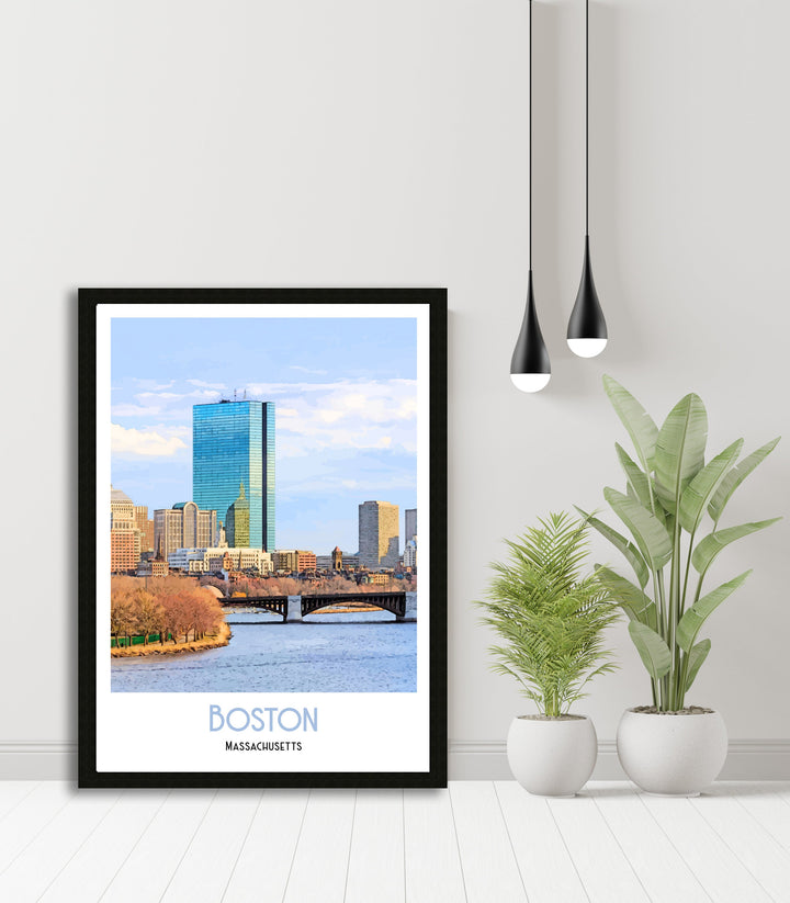 Boston Skyline Massachusetts Pencil Sketch, Art Print, Wall Art, Poster, digital print, cityscape, print, watercolour,