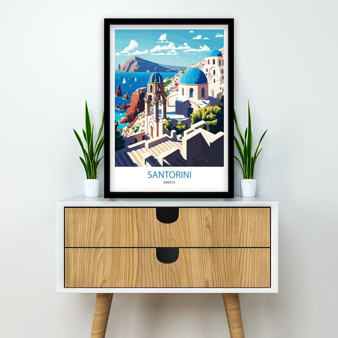 Santorini Greece Travel Poster, Art Poster, Wall Art, Art Poster