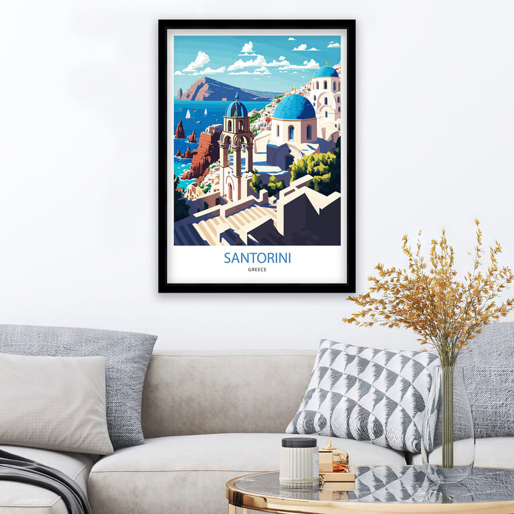 Santorini Greece Travel Poster, Art Poster, Wall Art, Art Poster