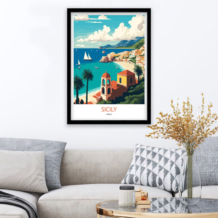 Sicily Italy Travel Poster, Art Poster, Wall Art, Art Poster