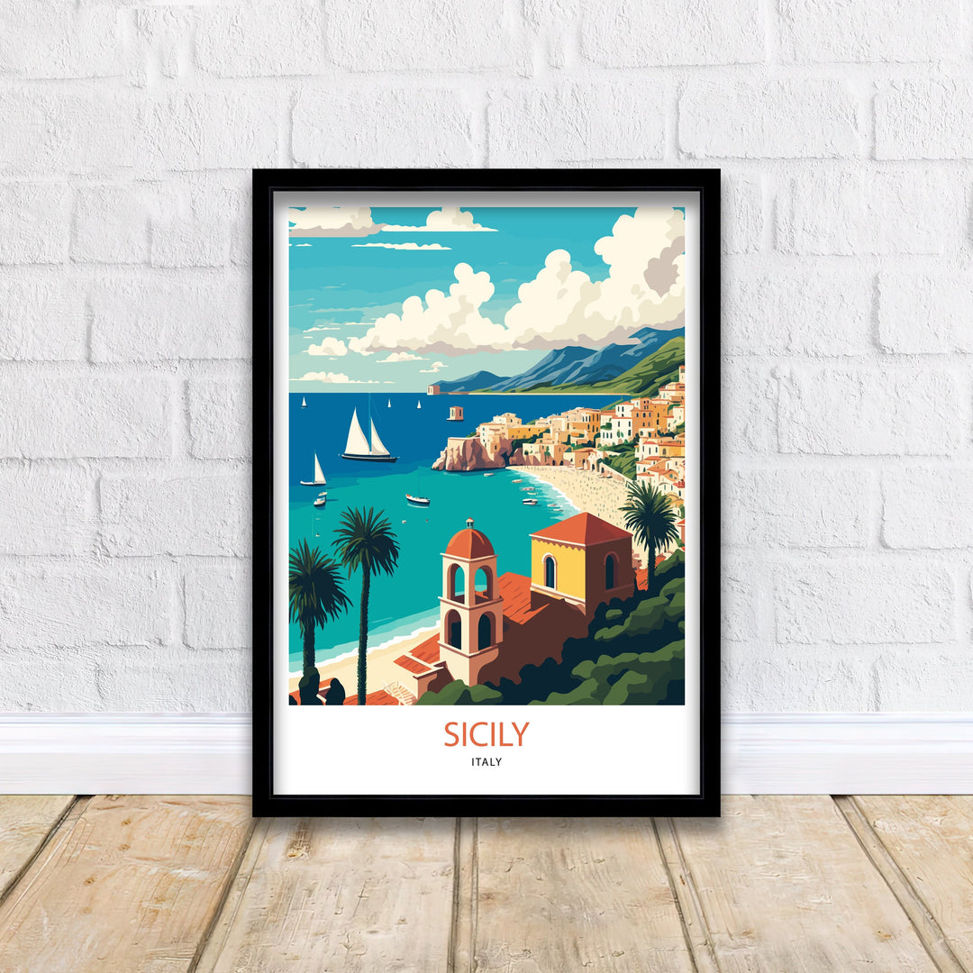 Sicily Italy Travel Poster, Art Poster, Wall Art, Art Poster