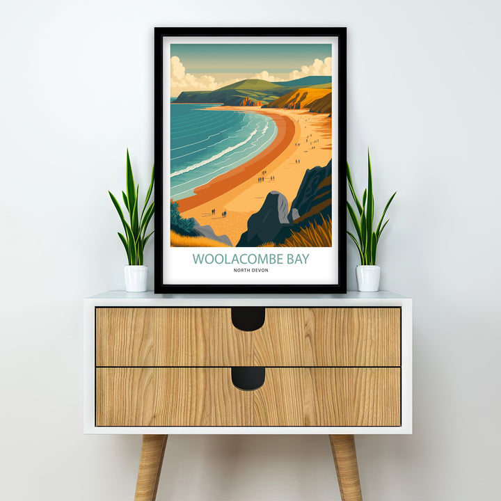 Woolacombe Bay Art Print | Woolacombe | Devon | Woolacombe Print | Beach | Woolacombe Bay | Devon Print | Croyde Bay | Wall Art |