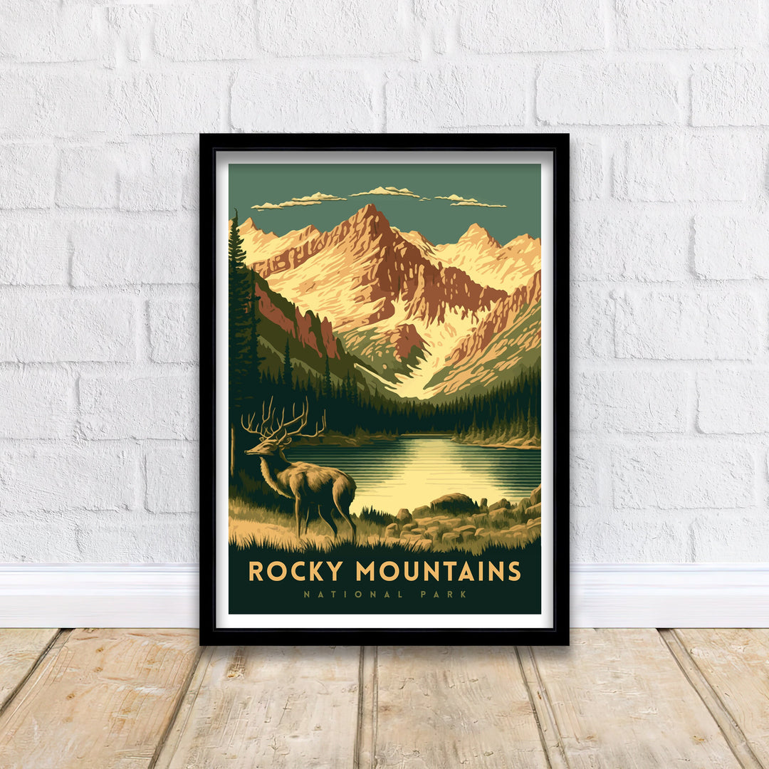 Rocky Mountains Travel Poster | Mountain Wall Art