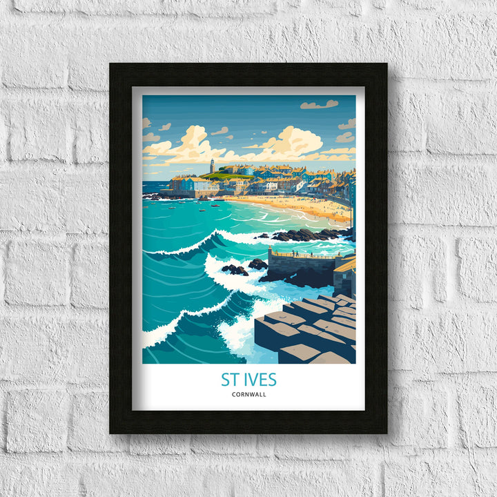 St Ives Travel Print | Cornwall| Travel Poster| St Ives Poster| St Ives Print| Cornwall Print| Cornwall Poster| Travel Print| Print