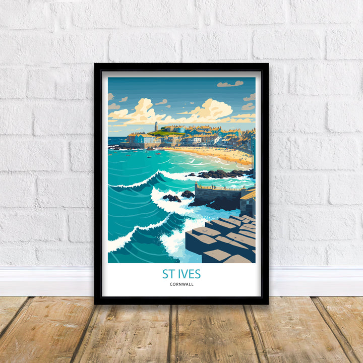 St Ives Travel Print | Cornwall| Travel Poster| St Ives Poster| St Ives Print| Cornwall Print| Cornwall Poster| Travel Print| Print