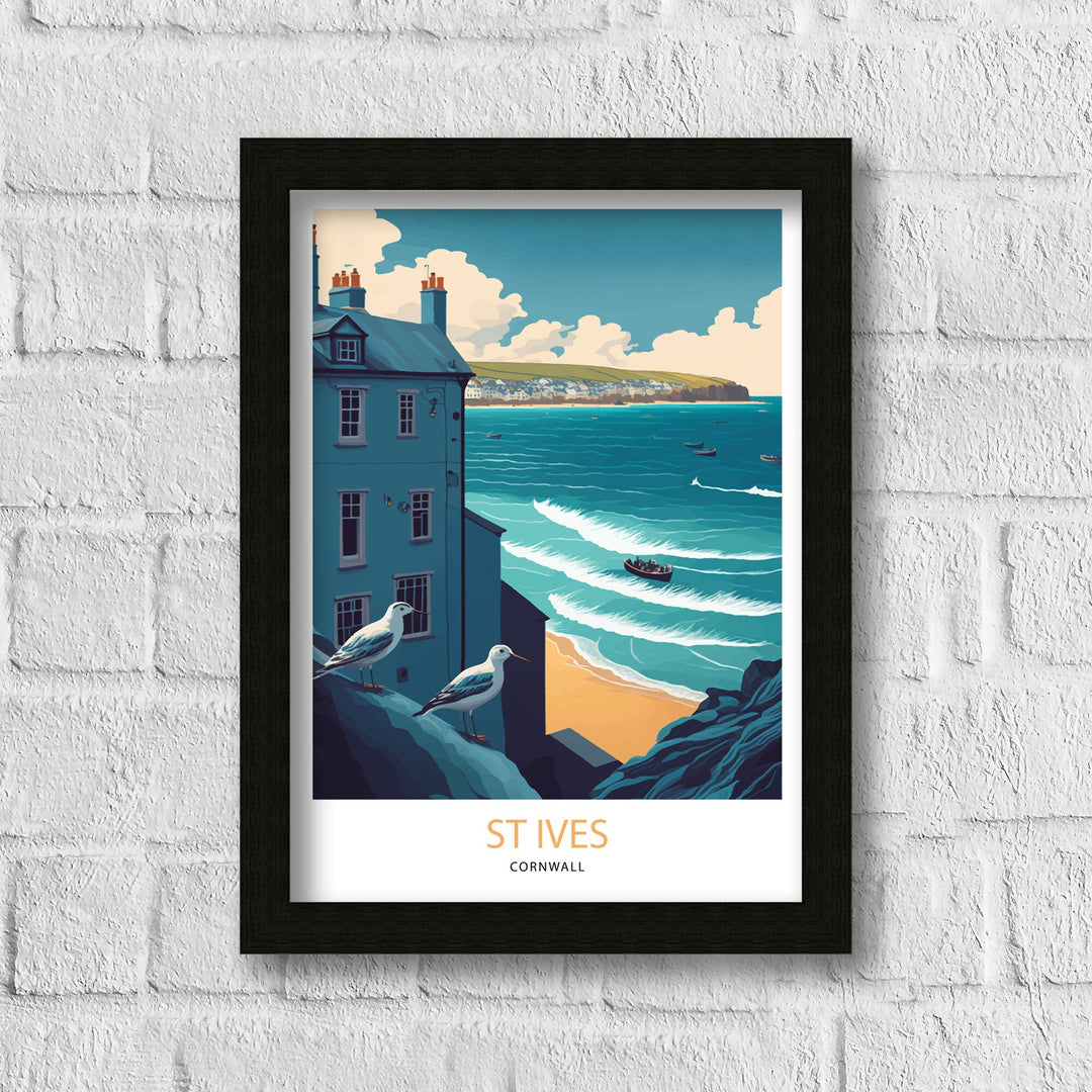 St Ives Travel Print | Cornwall| Travel Poster| St Ives Poster| St Ives Print| Cornwall Print| Cornwall Poster| Travel Print| Print