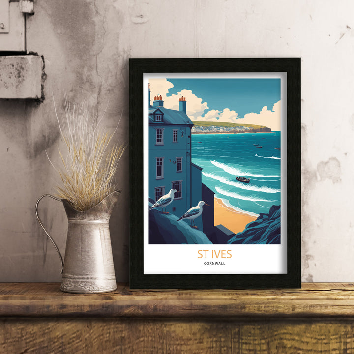 St Ives Travel Print | Cornwall| Travel Poster| St Ives Poster| St Ives Print| Cornwall Print| Cornwall Poster| Travel Print| Print