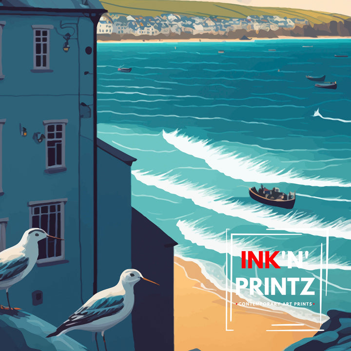 St Ives Travel Print | Cornwall| Travel Poster| St Ives Poster| St Ives Print| Cornwall Print| Cornwall Poster| Travel Print| Print