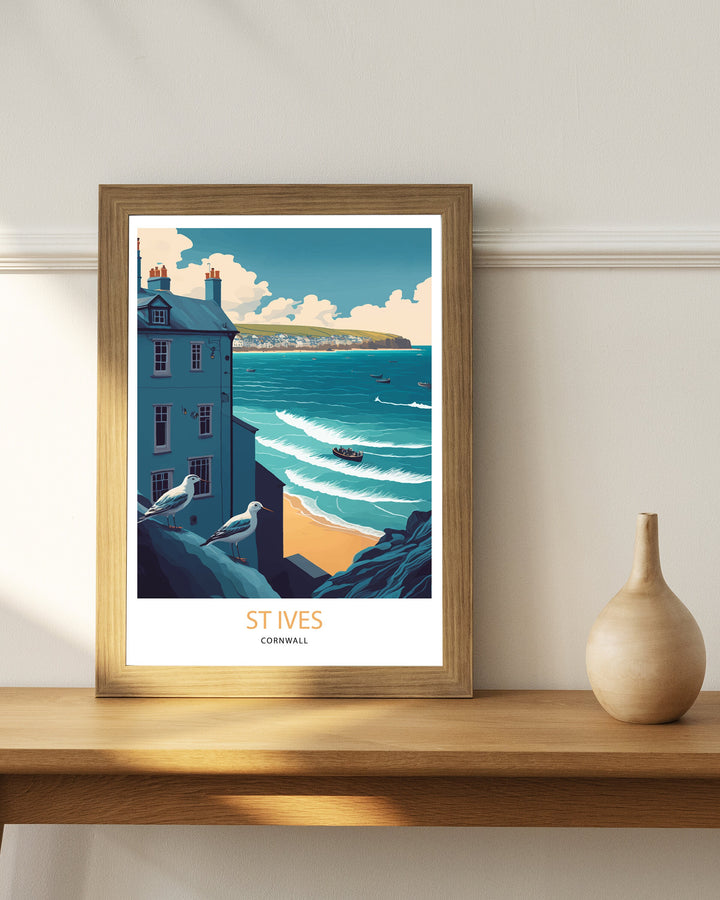 St Ives Travel Print | Cornwall| Travel Poster| St Ives Poster| St Ives Print| Cornwall Print| Cornwall Poster| Travel Print| Print