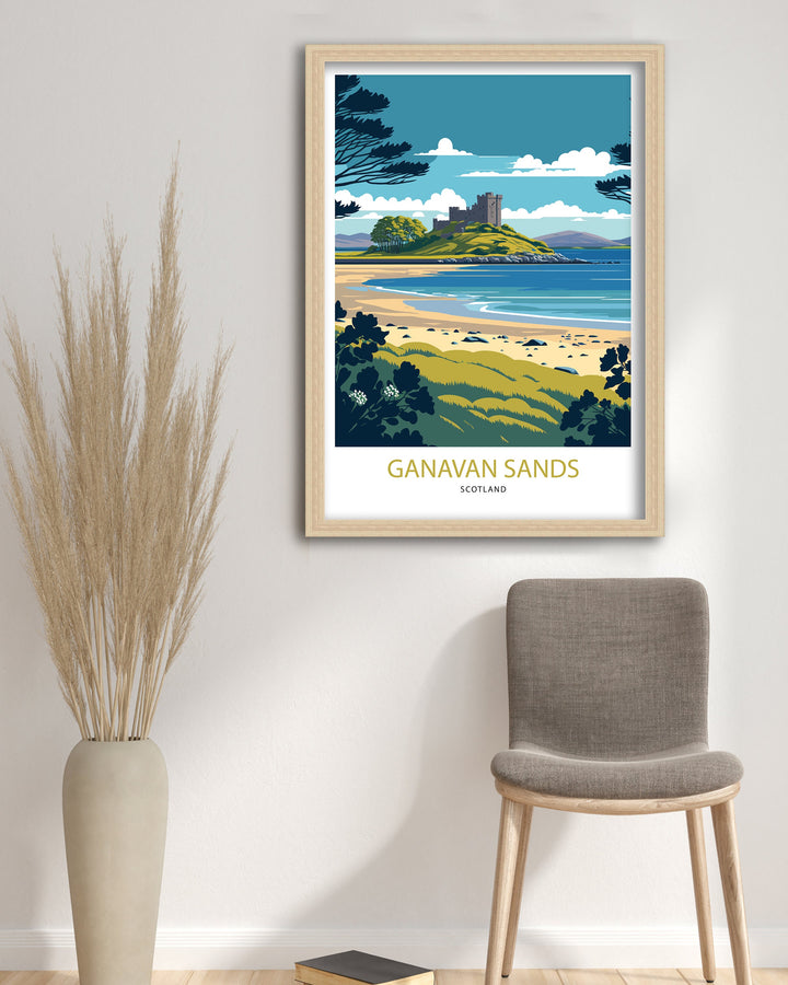 Ganavan Sands Dunstaffnage Travel Print | Poster| Wall Art| Ganavan Sands| Ganavan Sands Print| Oban Print| Oban Poster