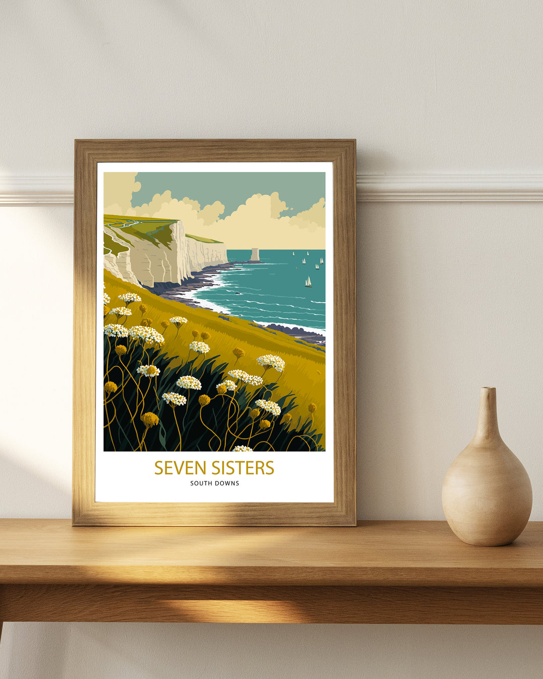 Seven Sisters Travel Print | East Sussex| Print| Seven Sisters Print| Seven Sisters Cliffs| Wall Art| Sussex | Seven Sisters Art